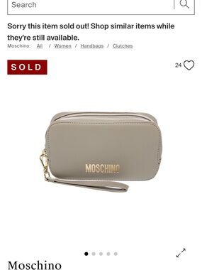 Moschino Taupe Leather Wristlet with Gold Logo Plate